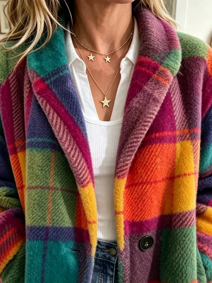 MANTEAU ARKA À CARREAUX MULTICOLORE