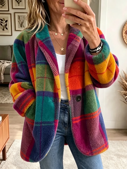 MANTEAU ARKA À CARREAUX MULTICOLORE