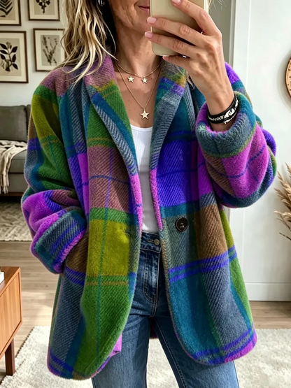 MANTEAU ARKA À CARREAUX MULTICOLORE